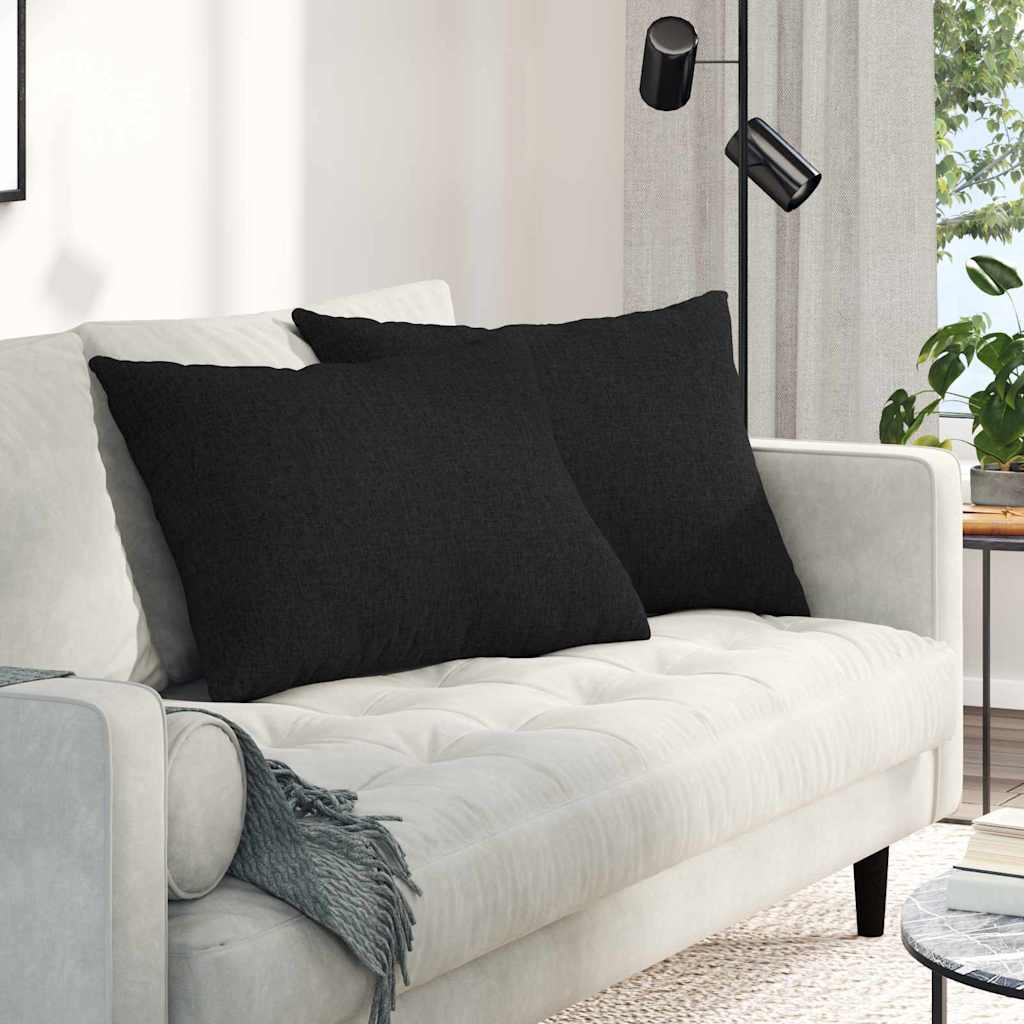 Cuscini da Divano 2 pcs Nero 70 x 50 cm Tessuto