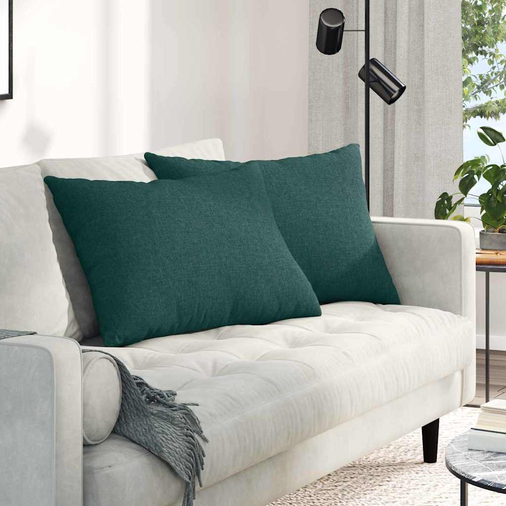 Cuscini da Divano 2 pcs Verde Scuro 70 x 50 cm Tessuto