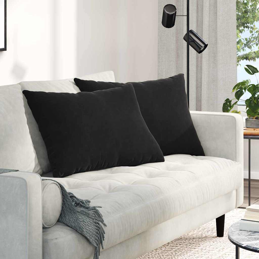 Cuscini da Divano 2 pcs Nero 70 x 50 cm Tessuto in Cords