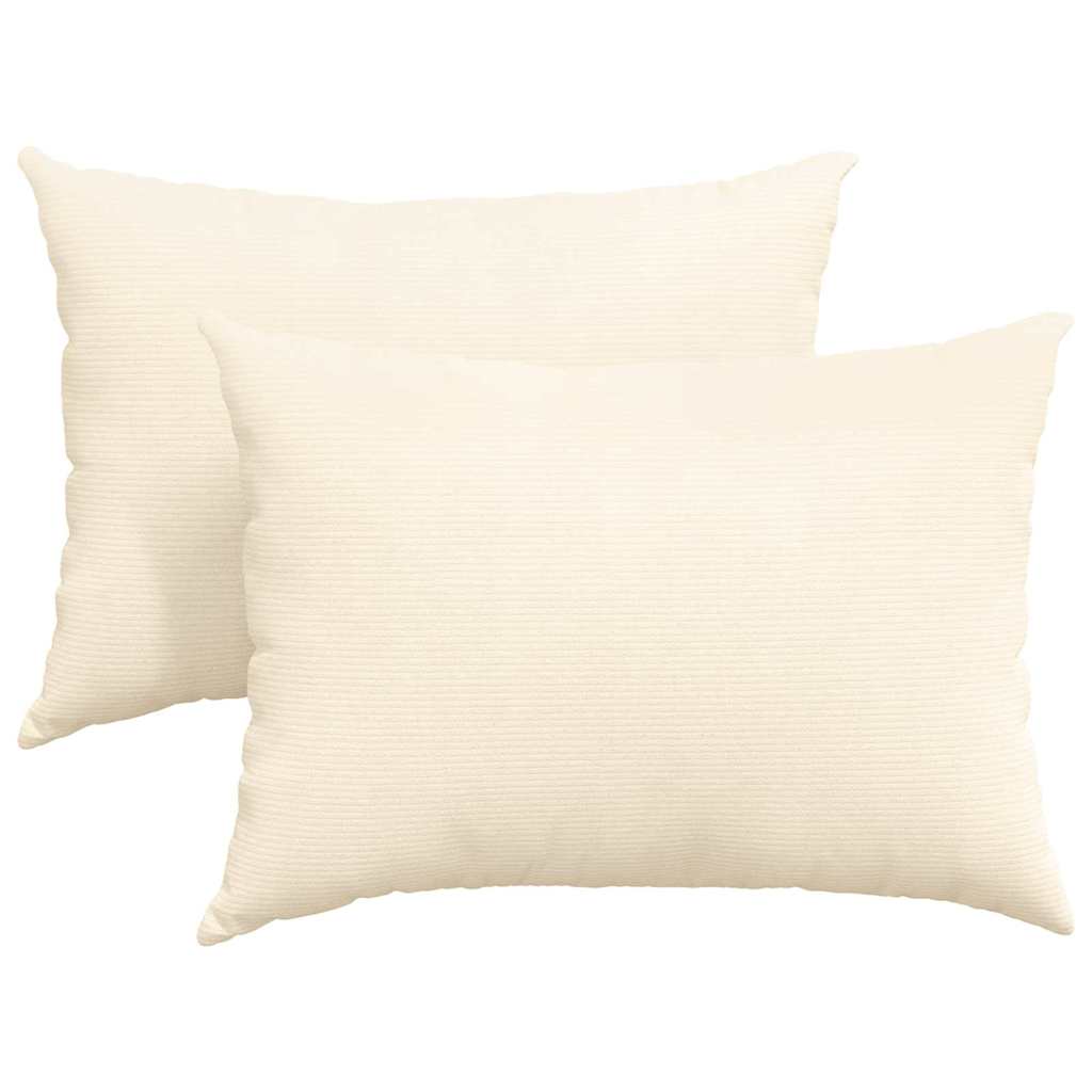 Cuscini da Divano 2 pcs Crema 70 x 50 cm Tessuto in Cords