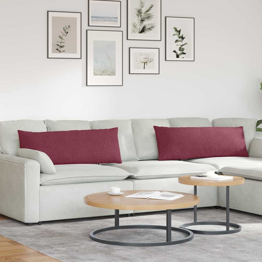 Cuscini da Divano 2 pcs Rosso Vino 120 x 40 cm Tessuto