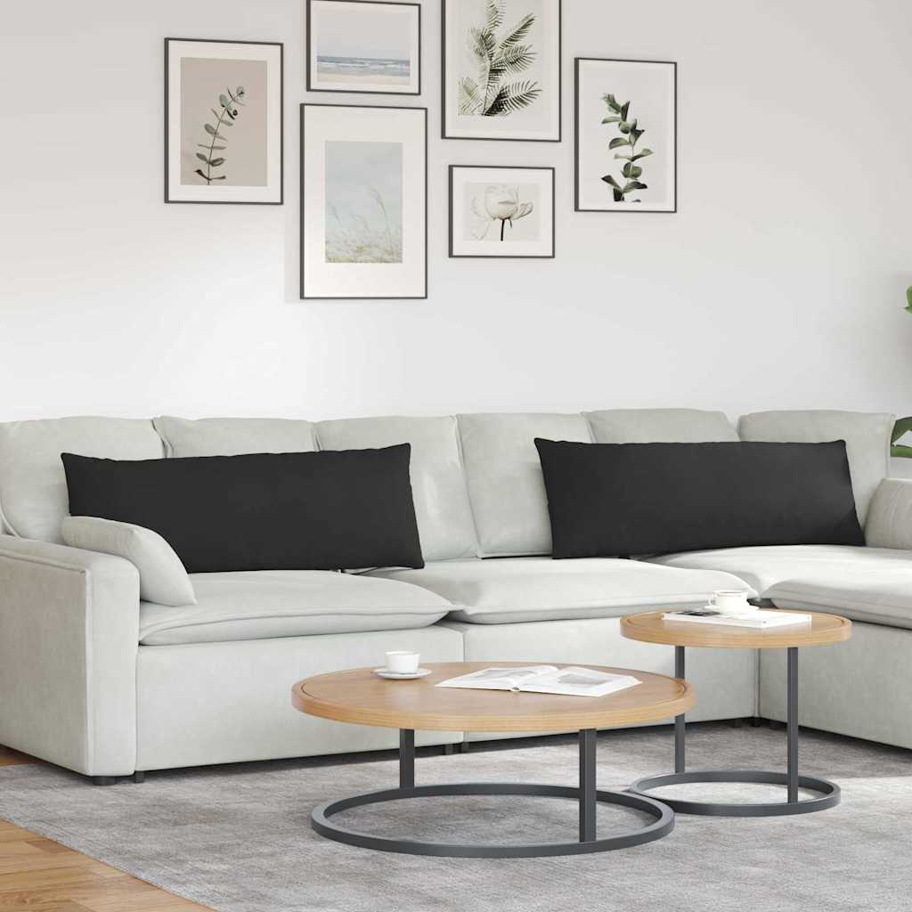 Cuscini da Divano 2 pcs Nero 120 x 40 cm Tessuto