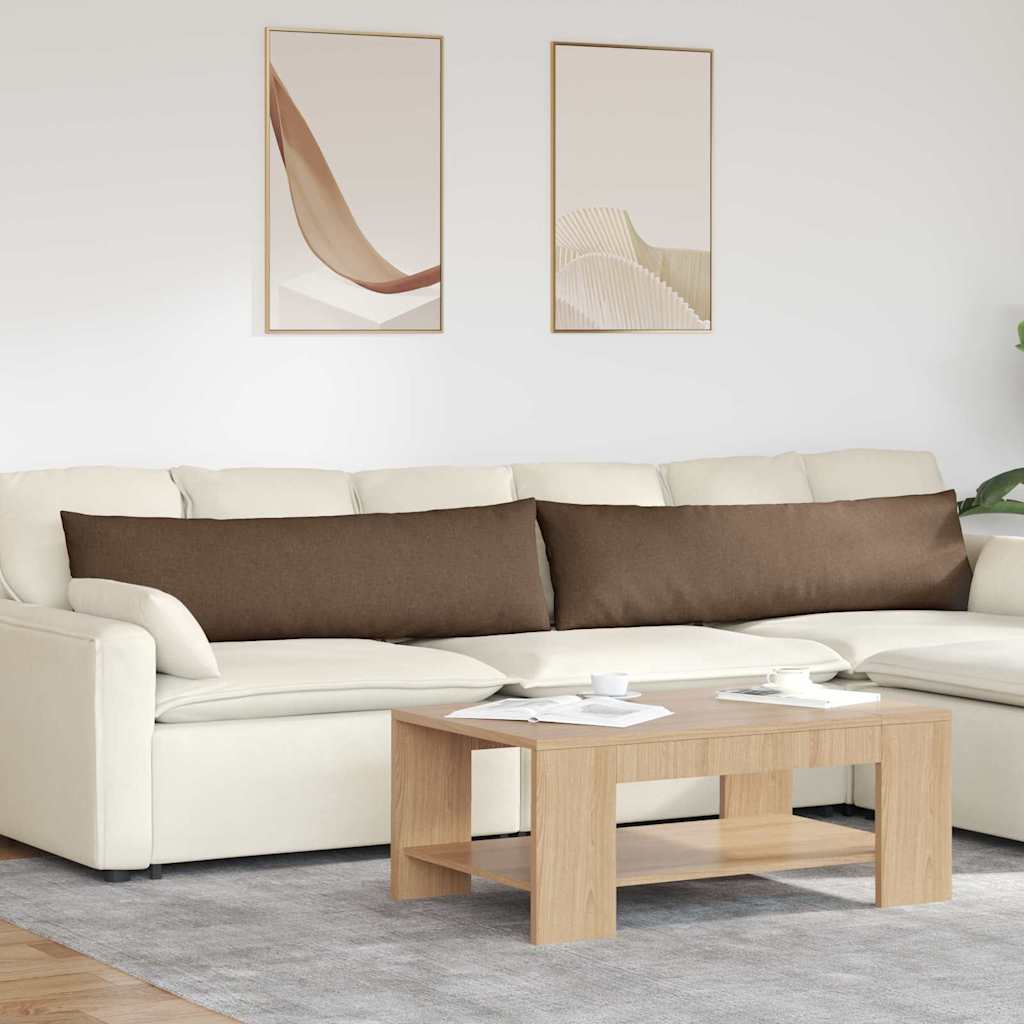 Cuscini da Divano 2 pcs Marrone 145 x 40 cm Tessuto