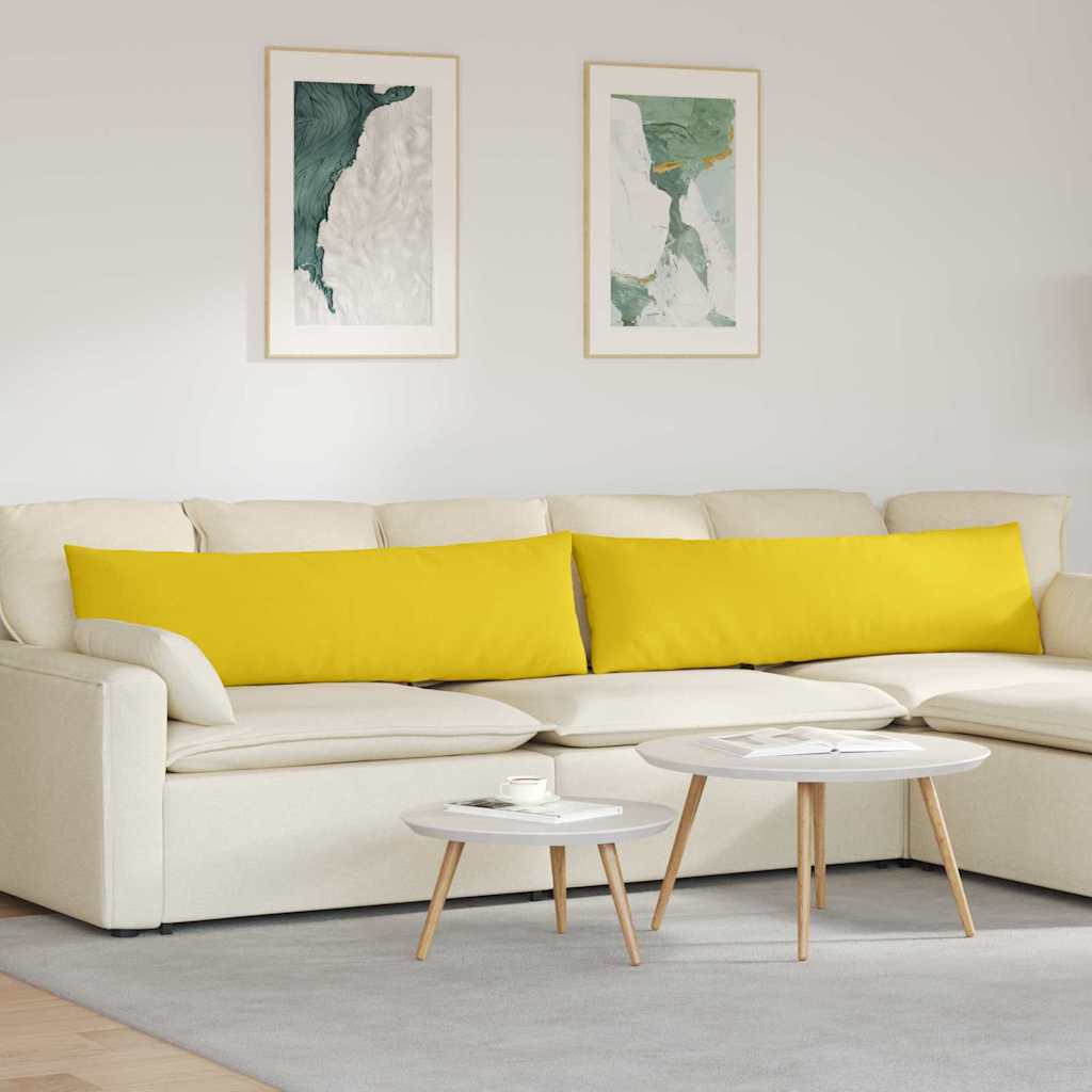 Cuscini da Divano 2 pcs Giallo Chiaro 145 x 40 cm Tessuto