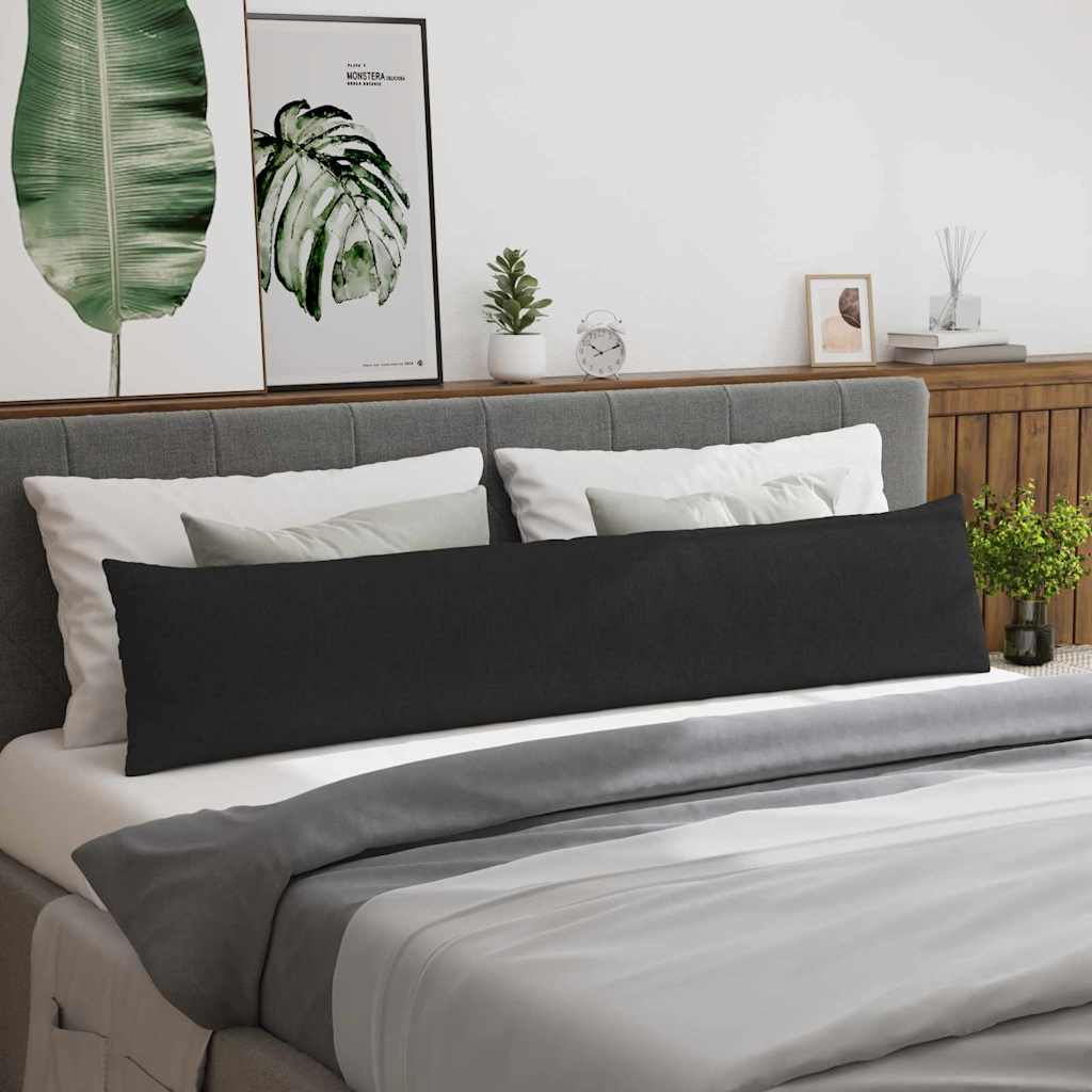 Cuscini da Divano 2 pcs Nero 200 x 40 cm Tessuto