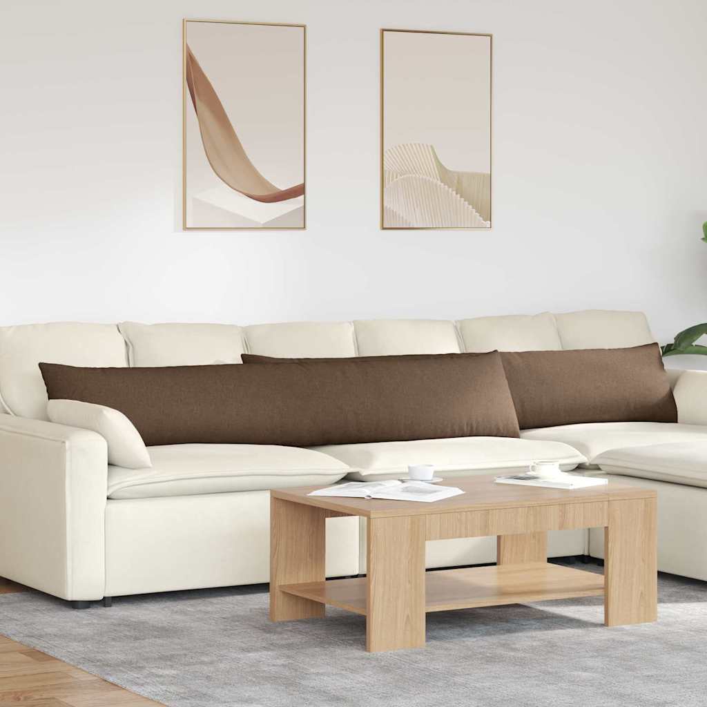 Cuscini da Divano 2 pcs Marrone 200 x 40 cm Tessuto