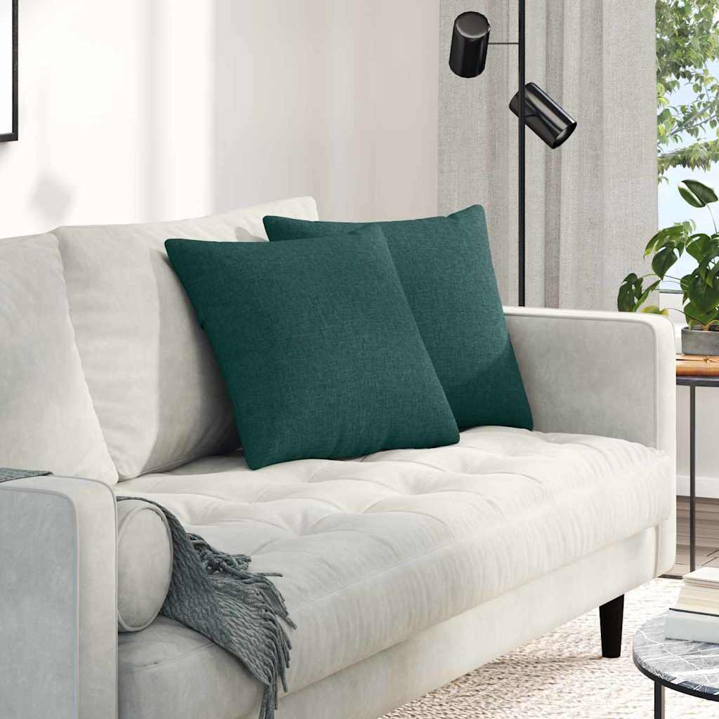 Cuscini da Divano 2 pcs Verde Scuro 45 x 45 cm Tessuto