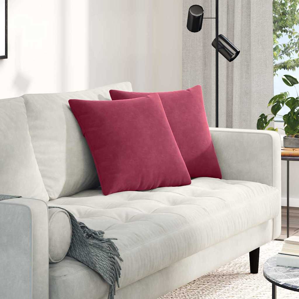 Cuscini da Divano 2 pcs Rosso Vino 45 x 45 cm Tessuto in Cords