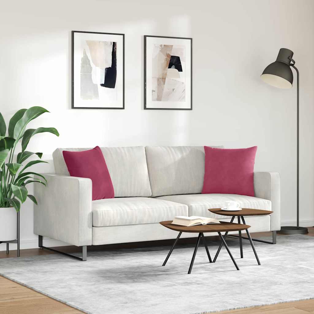 Cuscini da Divano 2 pcs Rosso Vino 45 x 45 cm Tessuto in Cords