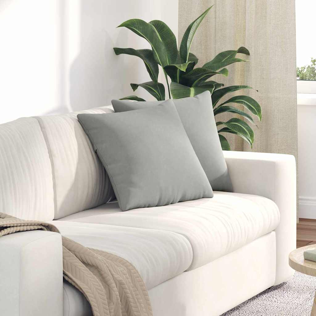 Cuscini da Divano 2 pcs Grigio chiaro 45 x 45 cm Tessuto
