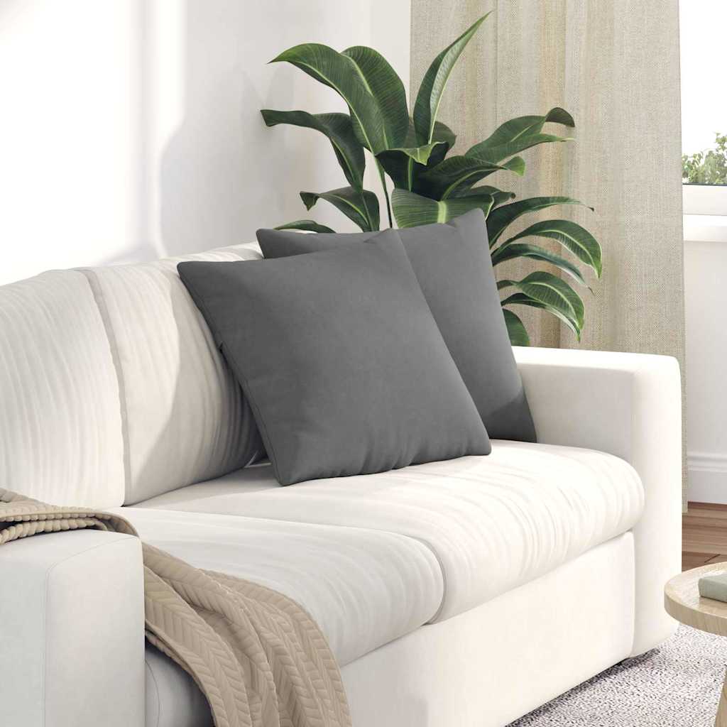 Cuscini da Divano 2 pcs Grigio scuro 45 x 45 cm Tessuto