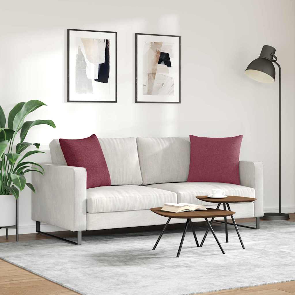 Cuscini da Divano 2 pcs Rosso Vino 50 x 50 cm Tessuto