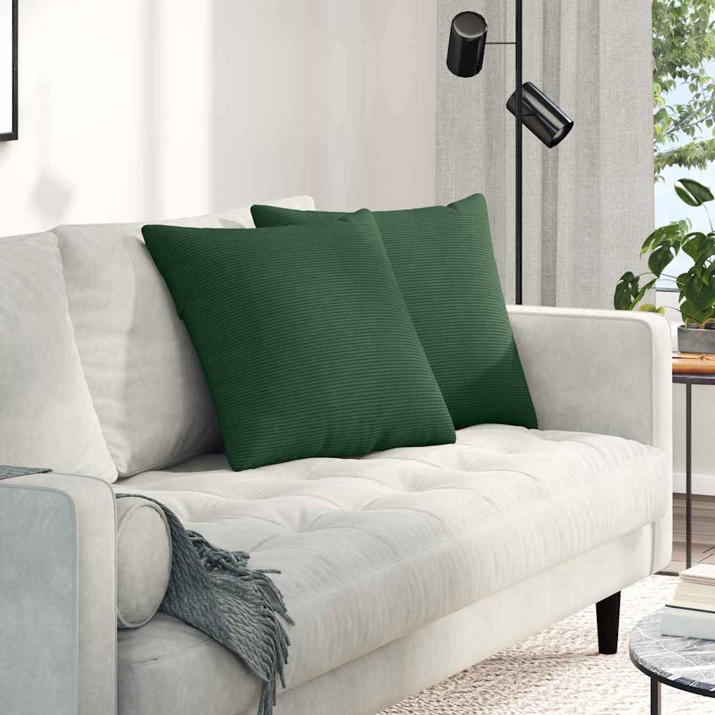 Cuscini da Divano 2 pcs Verde Scuro 50 x 50 cm Tessuto in Cords