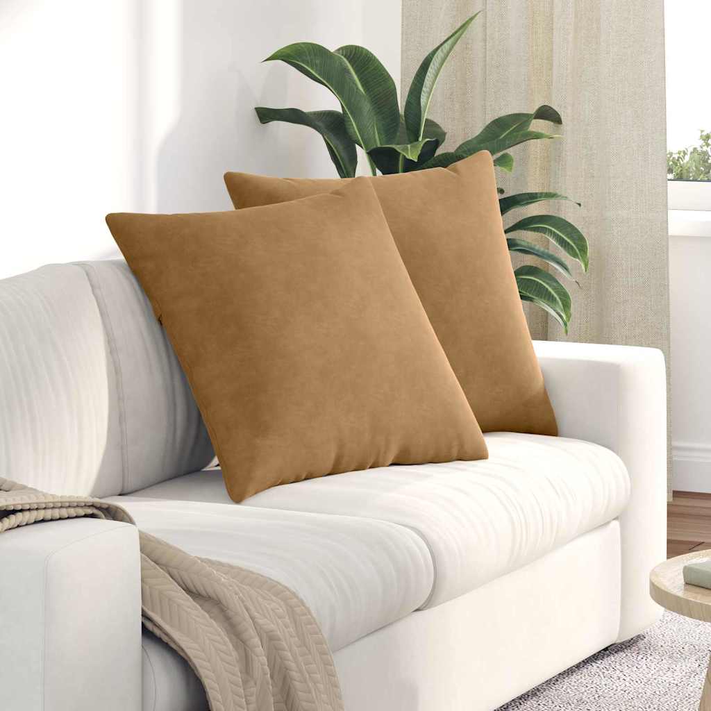 Cuscini da Divano 2 pcs Marrone 60 x 60 cm Tessuto in Cords