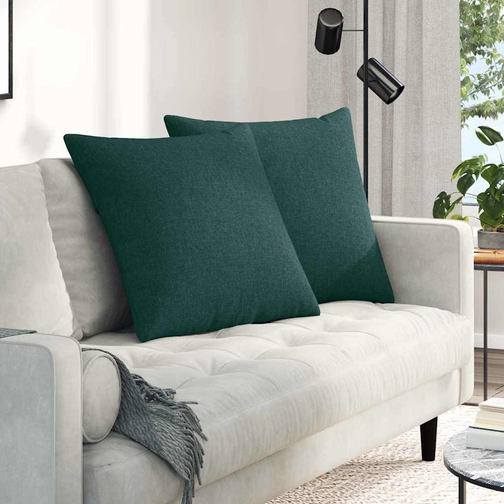 Cuscini da Divano 2 pcs Verde Scuro 80 x 80 cm Tessuto