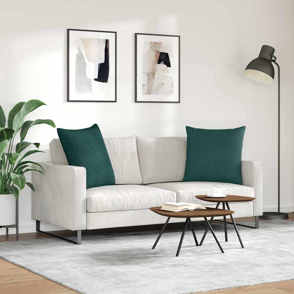 Cuscini da Divano 2 pcs Verde Scuro 80 x 80 cm Tessuto