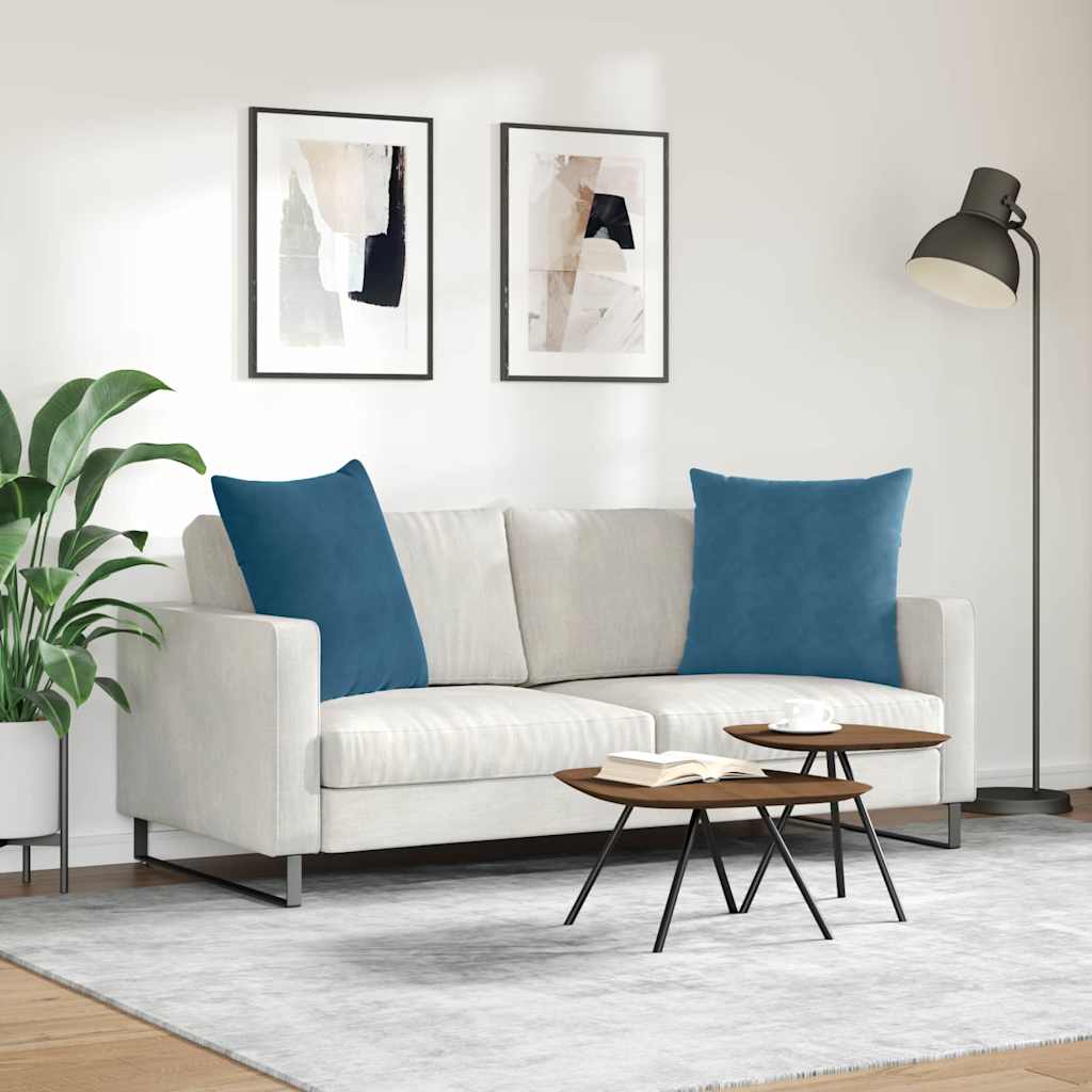 Cuscini da Divano 2 pcs Blu 80 x 80 cm Tessuto in Cords