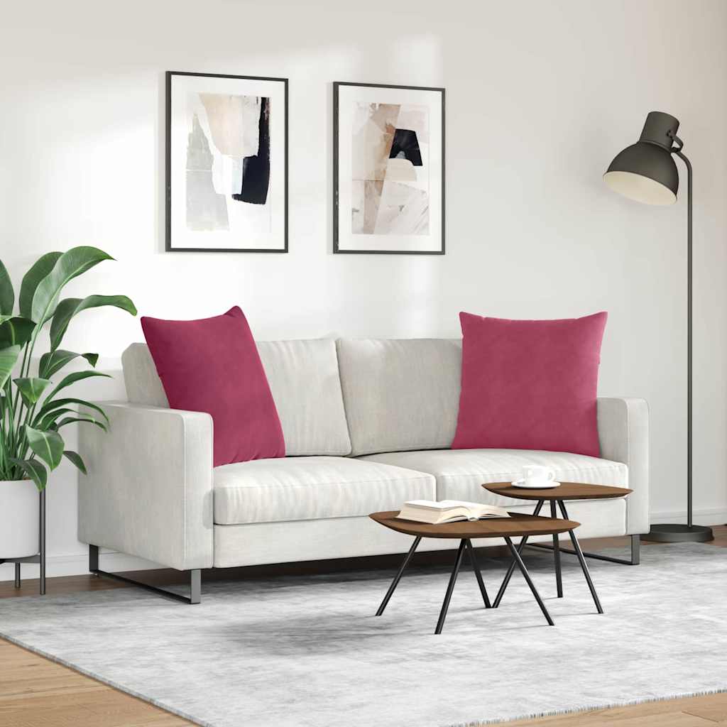 Cuscini da Divano 2 pcs Rosso Vino 80 x 80 cm Tessuto in Cords