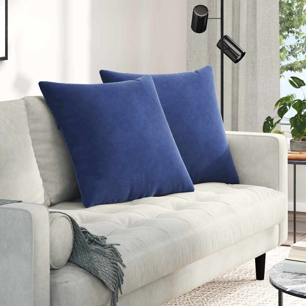Cuscini da Divano 2 pcs Blu Polizia 80 x 80 cm Tessuto in Cords
