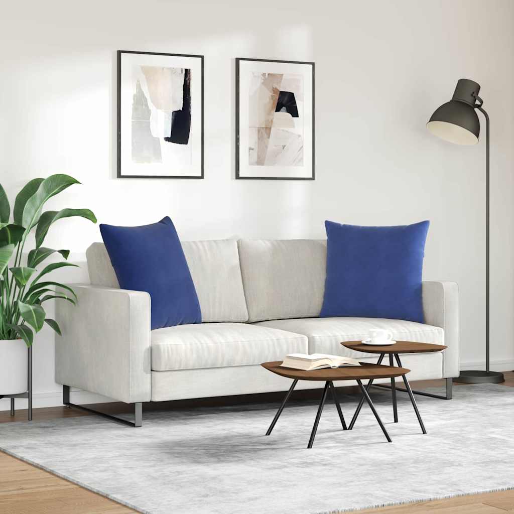 Cuscini da Divano 2 pcs Blu Polizia 80 x 80 cm Tessuto in Cords
