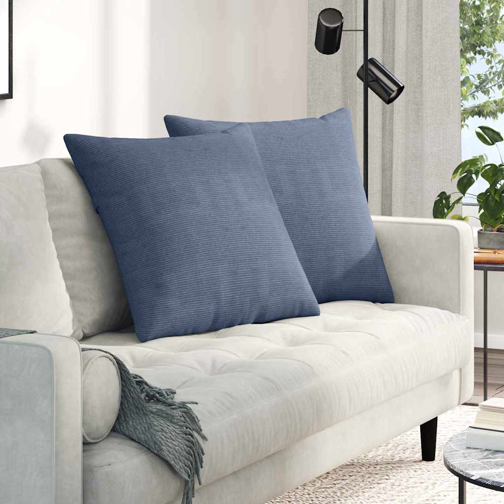 Cuscini da Divano 2 pcs Blu 80 x 80 cm Tessuto in Cords