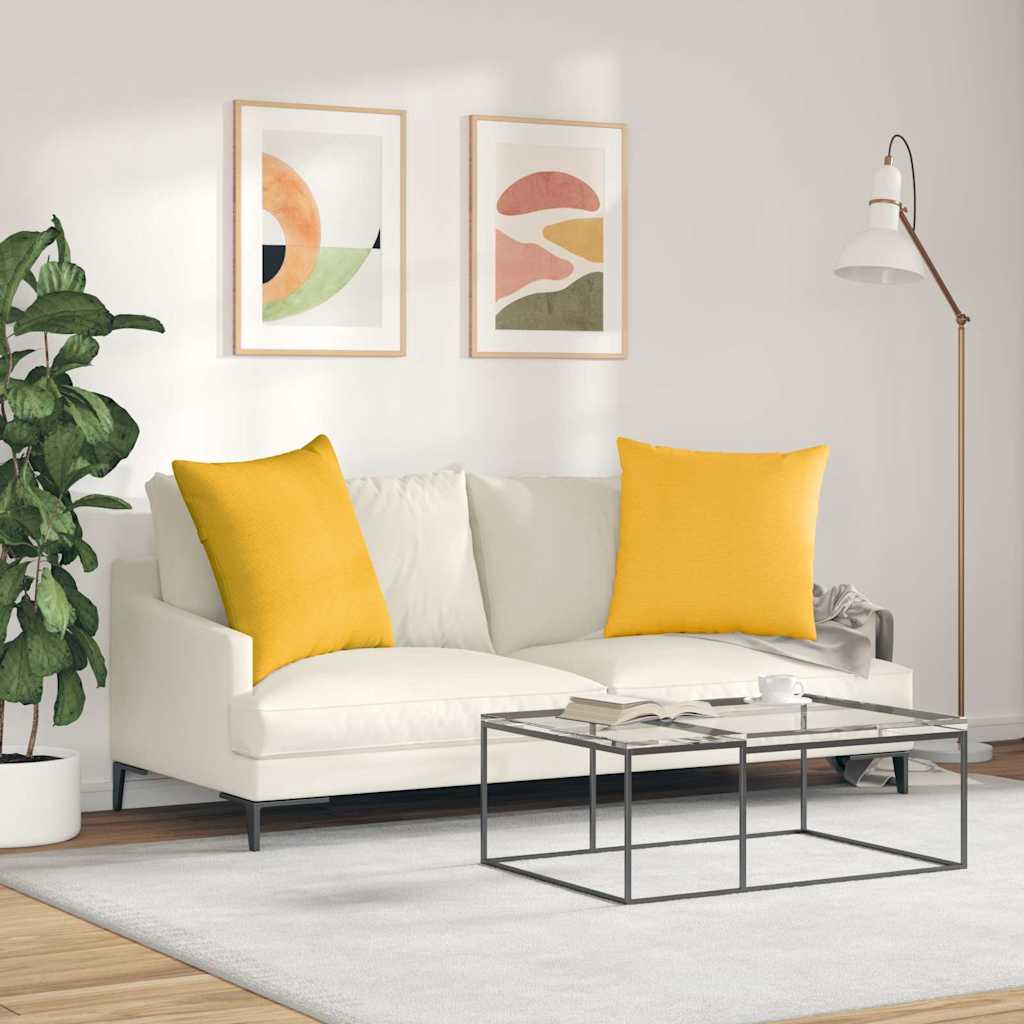 Cuscini da Divano 2 pcs Giallo Chiaro 80 x 80 cm