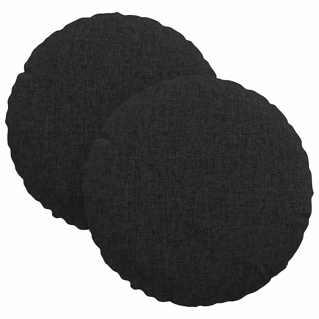 Cuscini per Seduta 2 pcs Nero Ø30 x 13 cm Tessuto