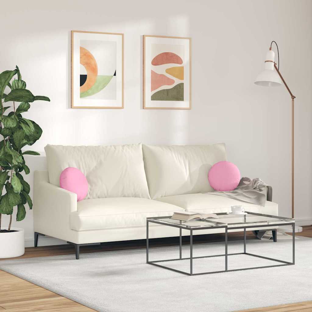 Cuscini per Seduta 2 pcs Rosa Ø30 x 13 cm Tessuto