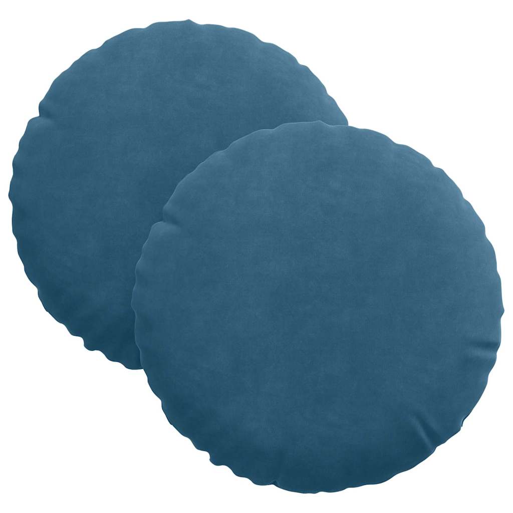 Cuscini per Seduta 2 pcs Blu Ø30 x 13 cm Velluto