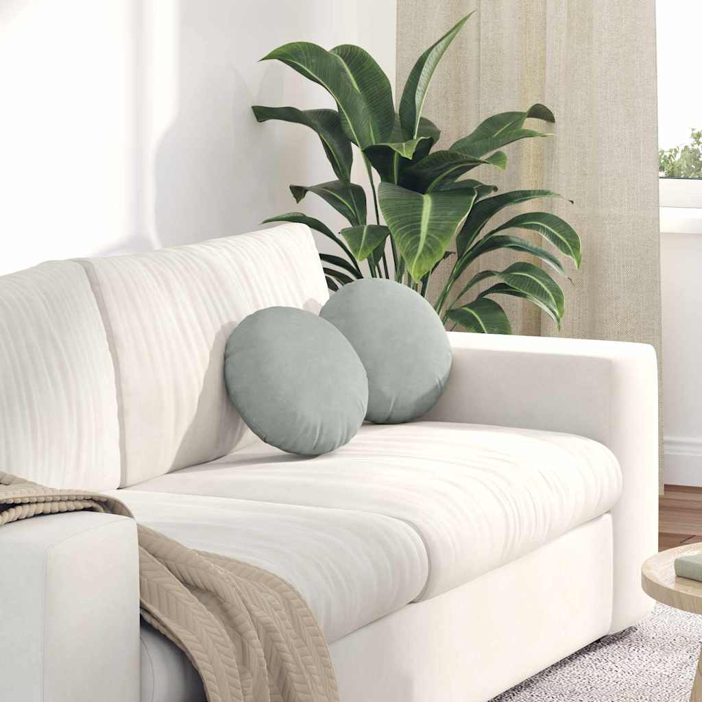 Cuscini per Seduta 2 pcs Grigio chiaro Ø30 x 13 cm Velluto