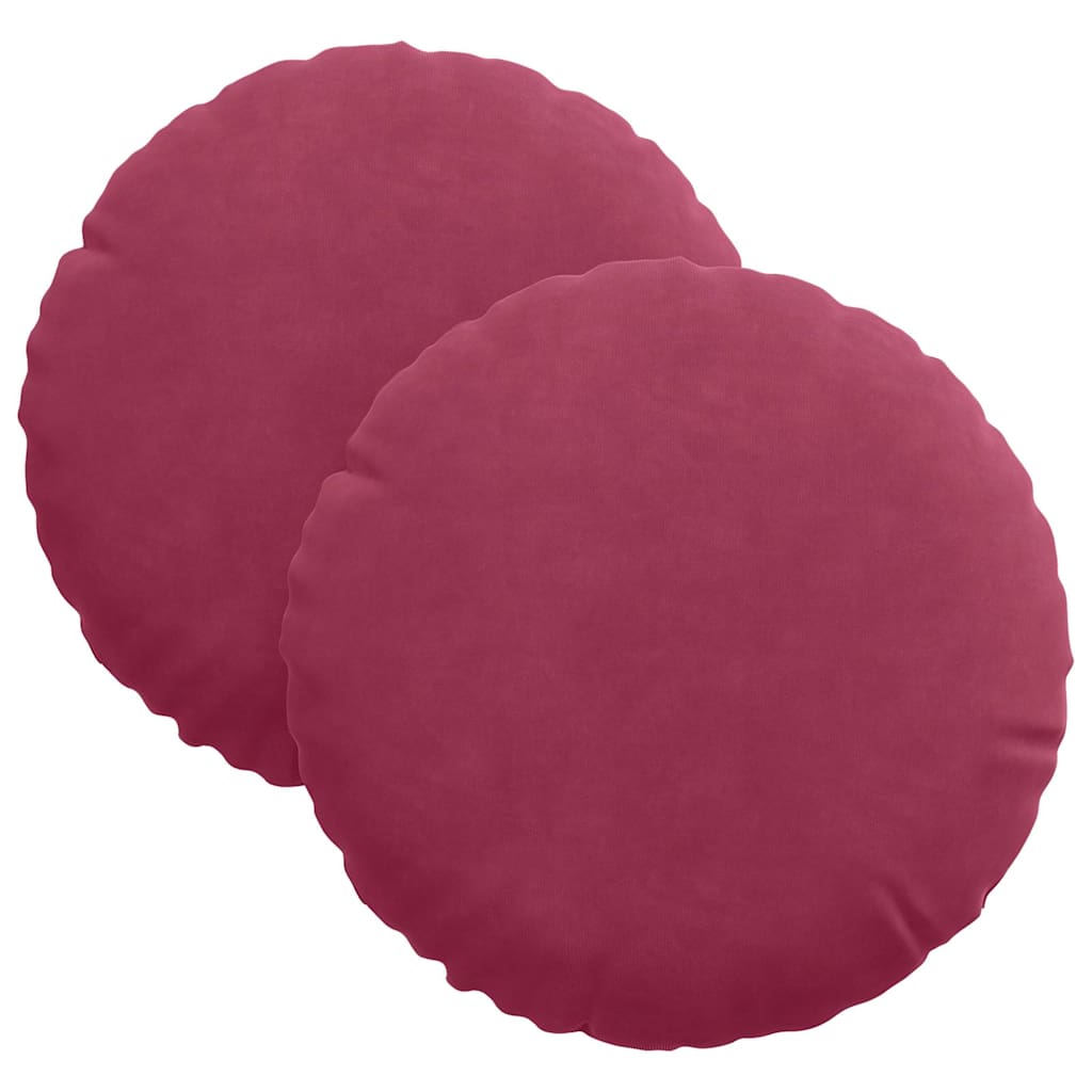 Cuscini per Seduta 2 pcs Rosso Vino Ø30 x 13 cm Velluto