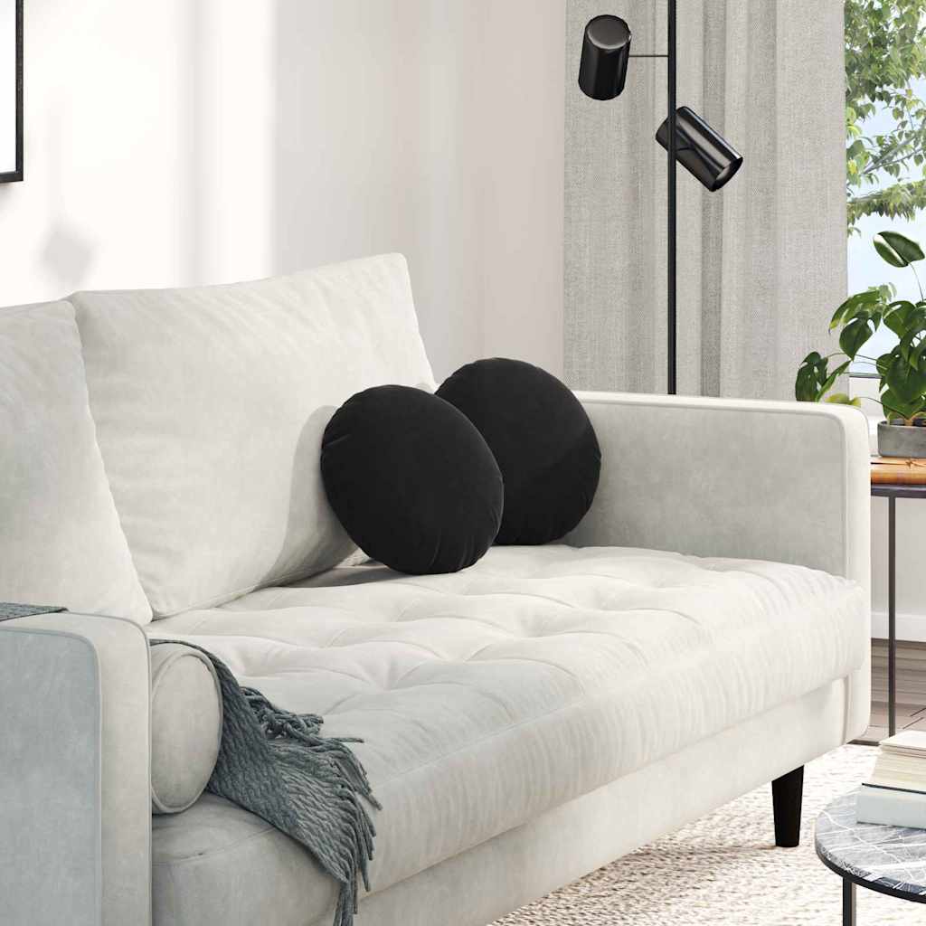 Cuscini per Seduta 2 pcs Nero Ø30 x 13 cm Velluto