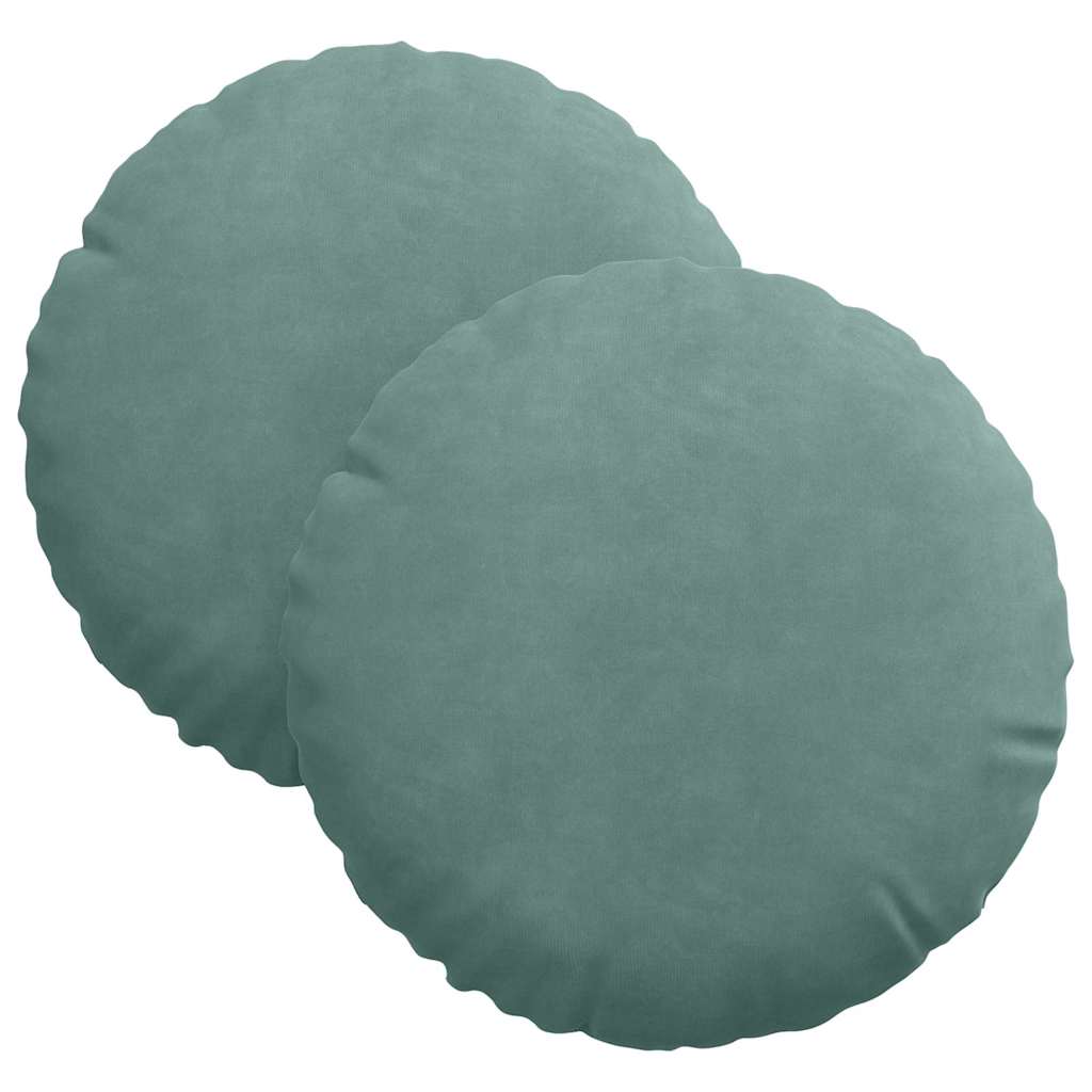 Cuscini per Seduta 2 pcs Verde Mare Ø30 x 13 cm Velluto