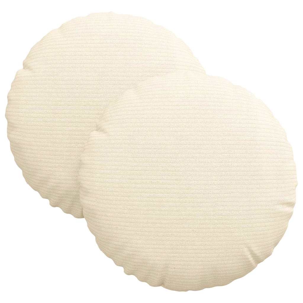 Cuscini per Seduta 2 pcs Crema Ø30 x 13 cm Tessuto in Cords