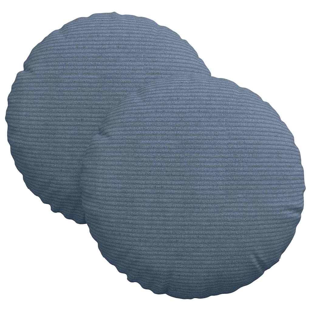 Cuscini per Seduta 2 pcs Blu Ø30 x 13 cm Tessuto in Cords