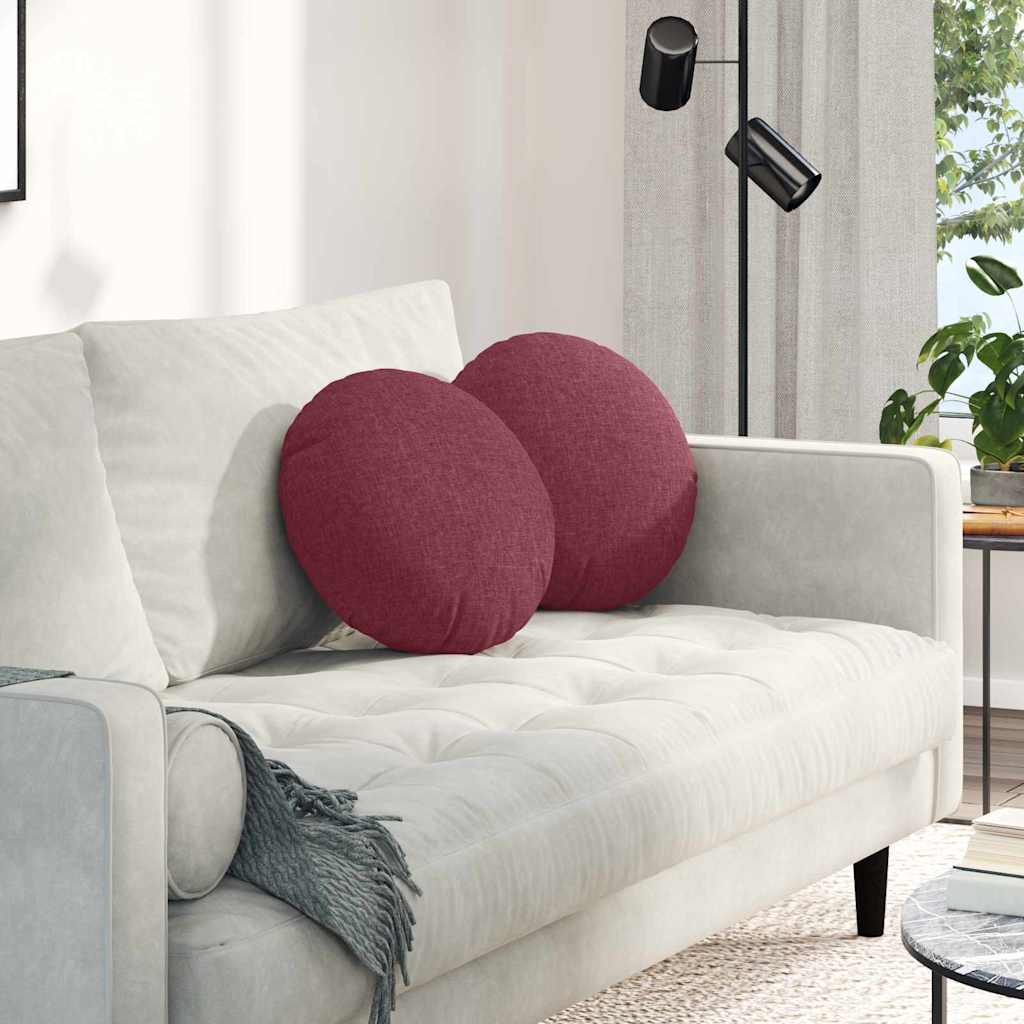 Cuscini per Seduta 2 pcs Rosso Vino Ø40 x 13 cm Tessuto