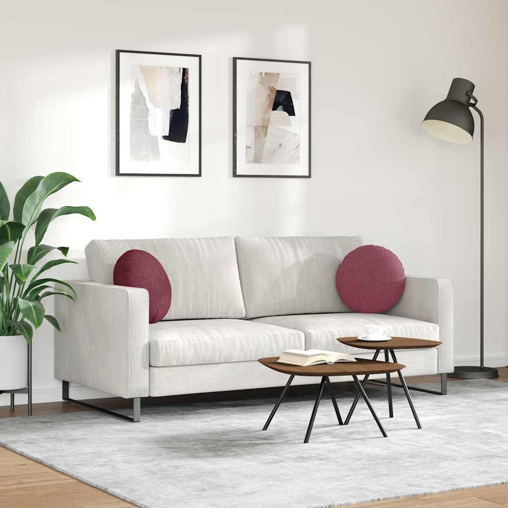 Cuscini per Seduta 2 pcs Rosso Vino Ø40 x 13 cm Tessuto