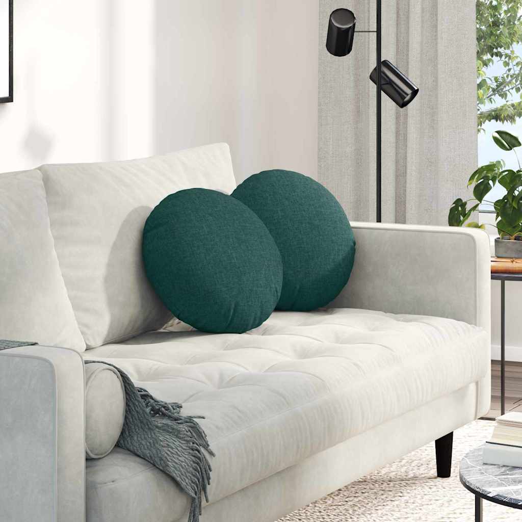 Cuscini per Seduta 2 pcs Verde Scuro Ø40 x 13 cm Tessuto