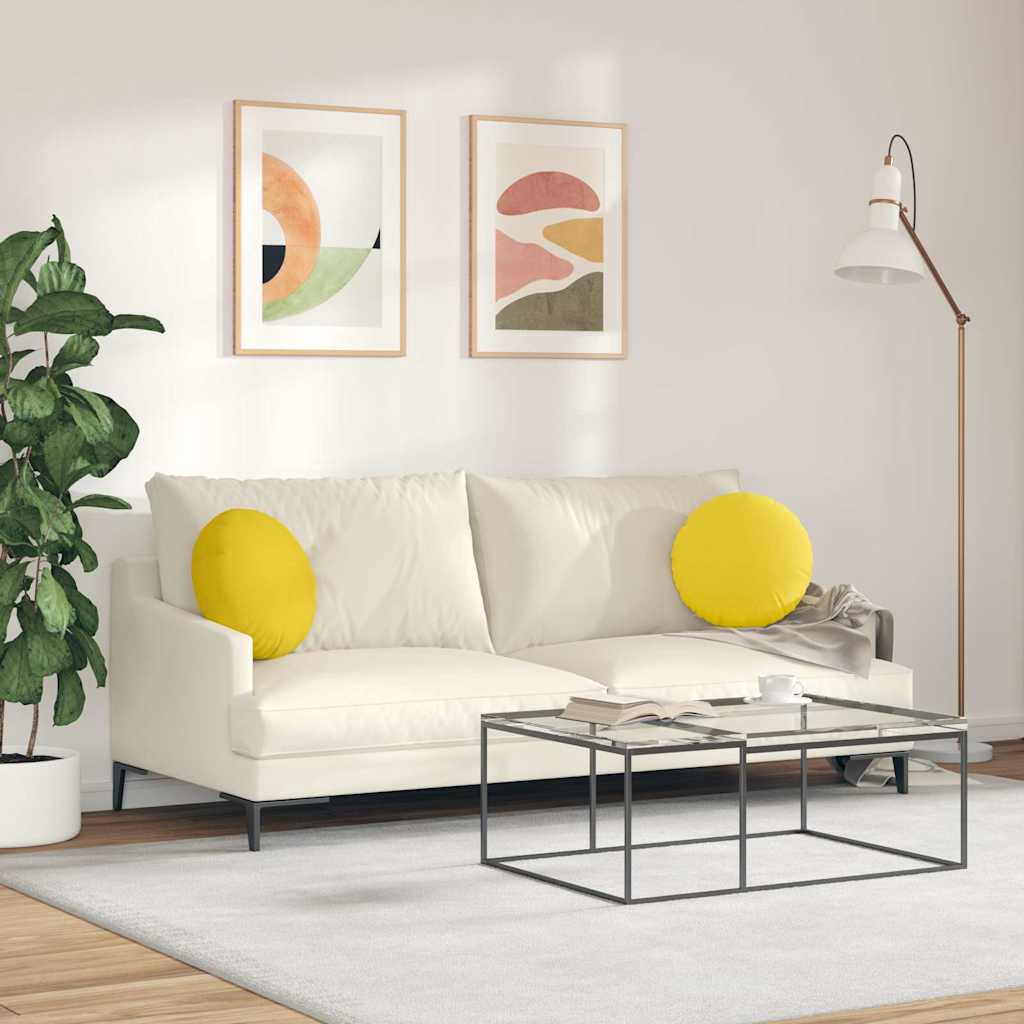 Cuscini per Seduta 2 pcs Giallo Chiaro Ø40 x 13 cm Tessuto