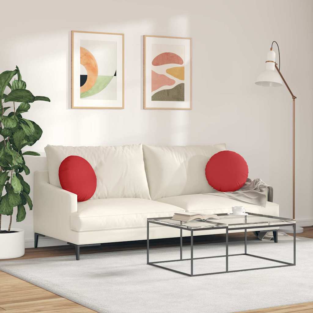 Cuscini per Seduta 2 pcs Rosso Ø40 x 13 cm Tessuto