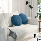 Cuscini per Seduta 2 pcs Blu Ø 40 x 13 cm Velluto