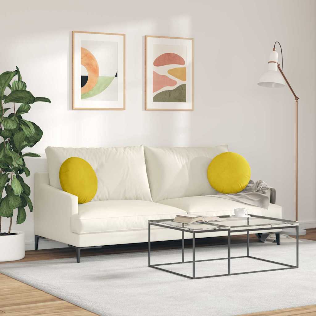 Cuscini per Seduta 2 pcs Giallo Ø 40 x 13 cm Velluto