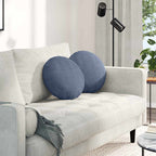 Cuscini per Seduta 2 pcs Blu Ø 40 cm Tessuto in Cords