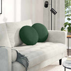 Cuscini per Seduta 2 pcs Verde Scuro Ø 40 cm Tessuto in Cords