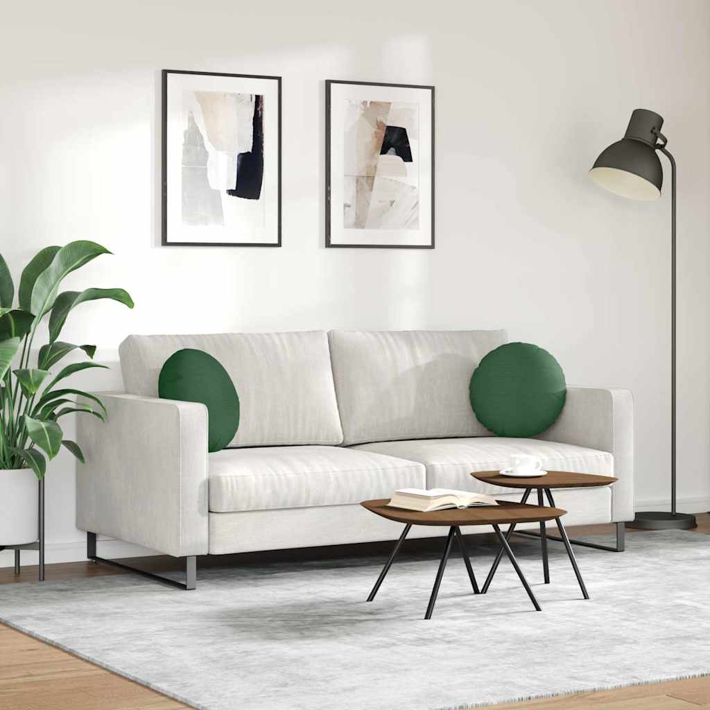 Cuscini per Seduta 2 pcs Verde Scuro Ø 40 cm Tessuto in Cords