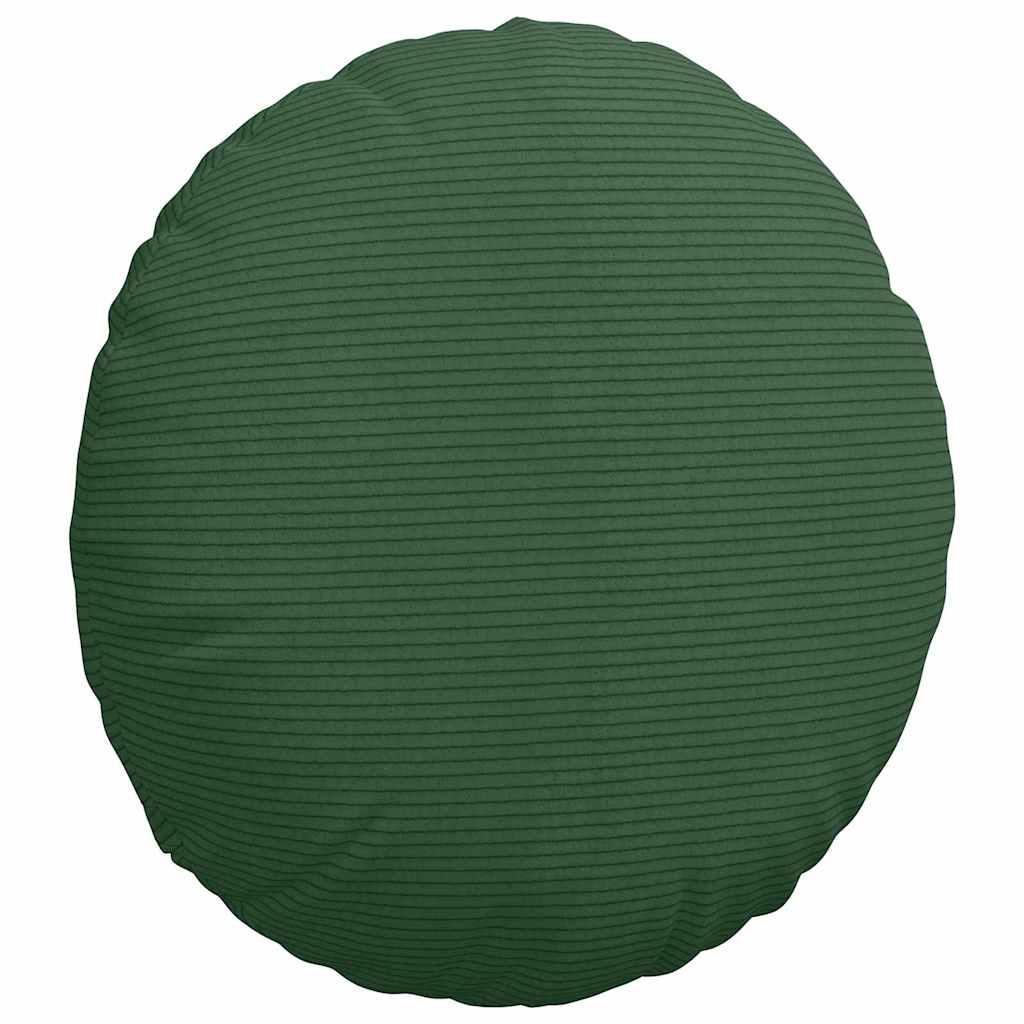 Cuscini per Seduta 2 pcs Verde Scuro Ø 40 cm Tessuto in Cords