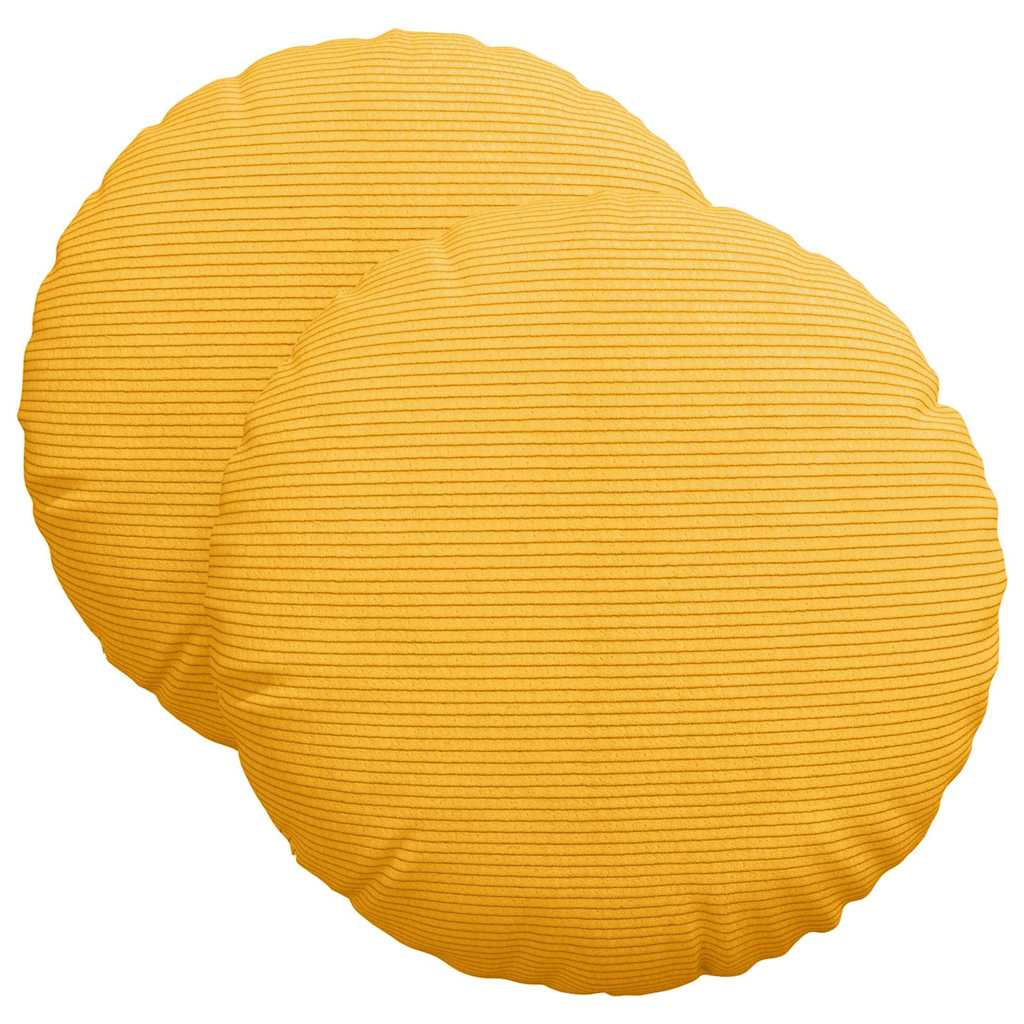 Cuscini per Seduta 2 pcs Giallo Chiaro Ø 40 cm Tessuto in Cords