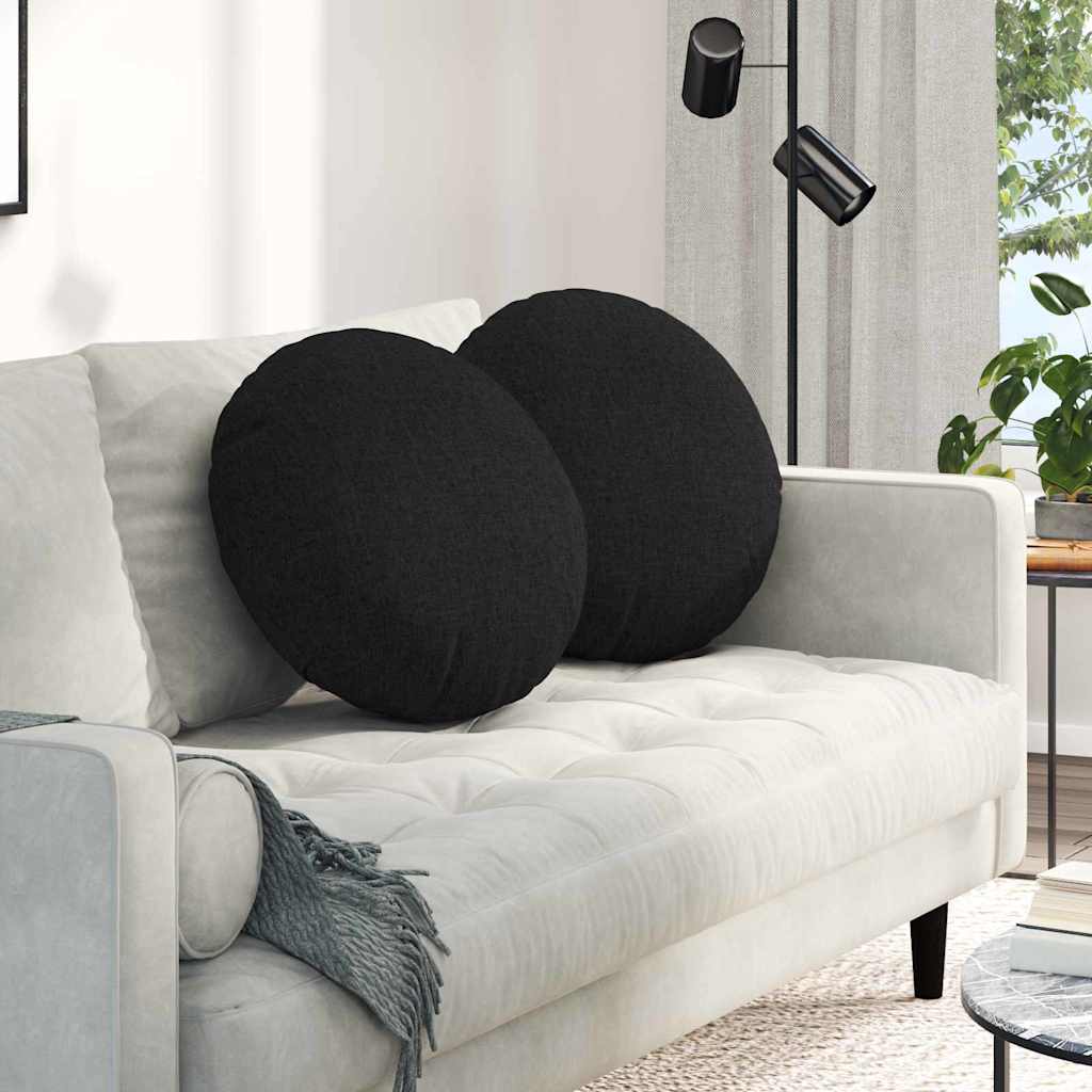 Cuscini per Seduta 2 pcs Nero Ø50 x 19 cm Tessuto