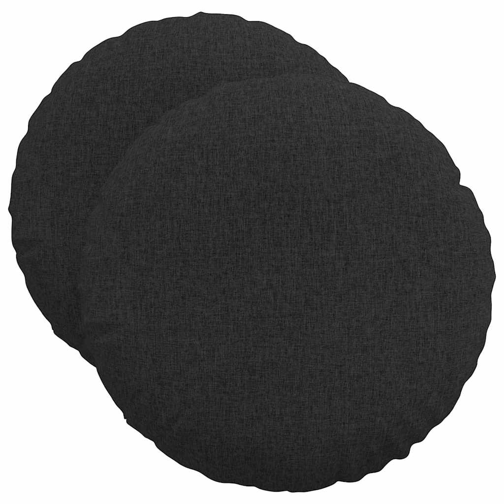 Cuscini per Seduta 2 pcs Nero Ø50 x 19 cm Tessuto