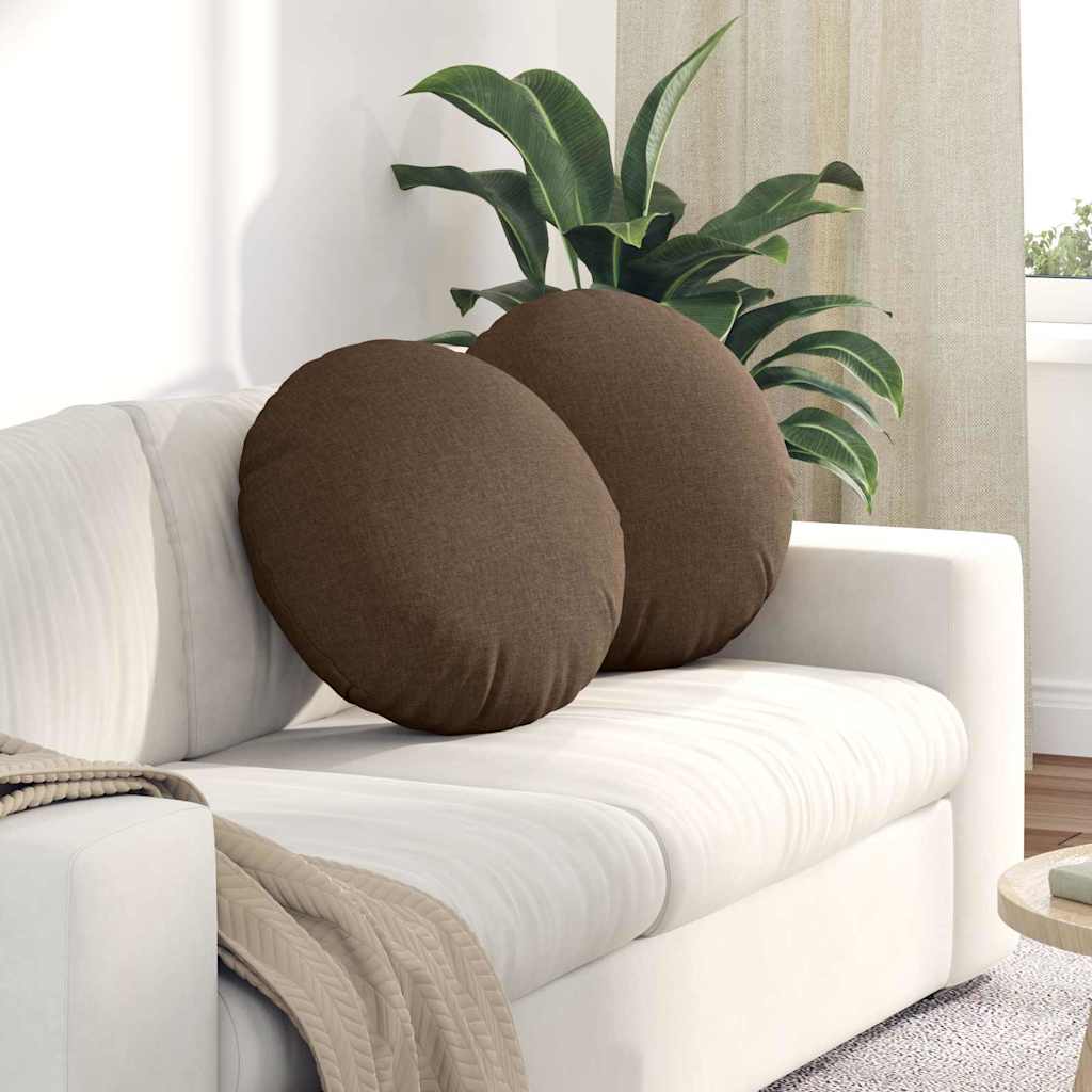 Cuscini per Seduta 2 pcs Marrone Ø50 x 19 cm Tessuto